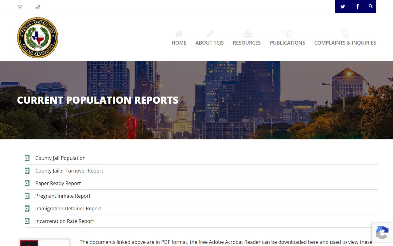 Roberts County inmate population TCJS population reports page